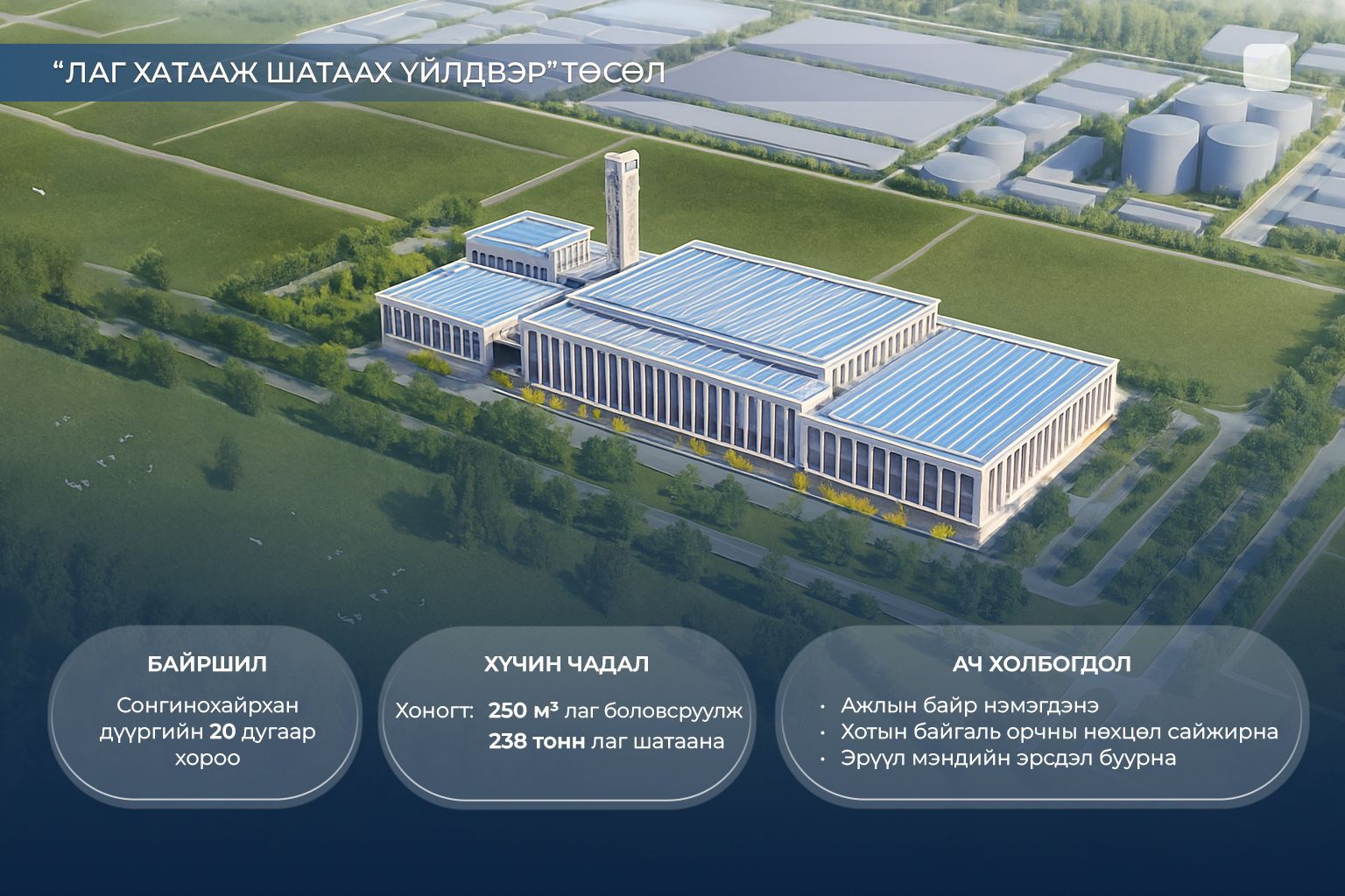 Лаг хатааж, шатаах үйлдвэрийн барилга угсралтын ажлыг 2026 онд эхлүүлнэ.